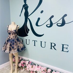 ANDREA FENZI Navy Sequin Floral Design